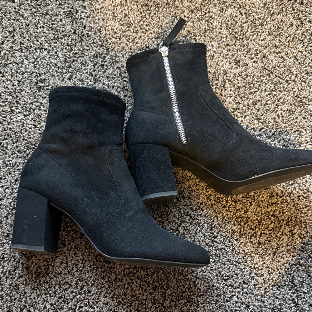 Elegant Black Suede Ankle Booties